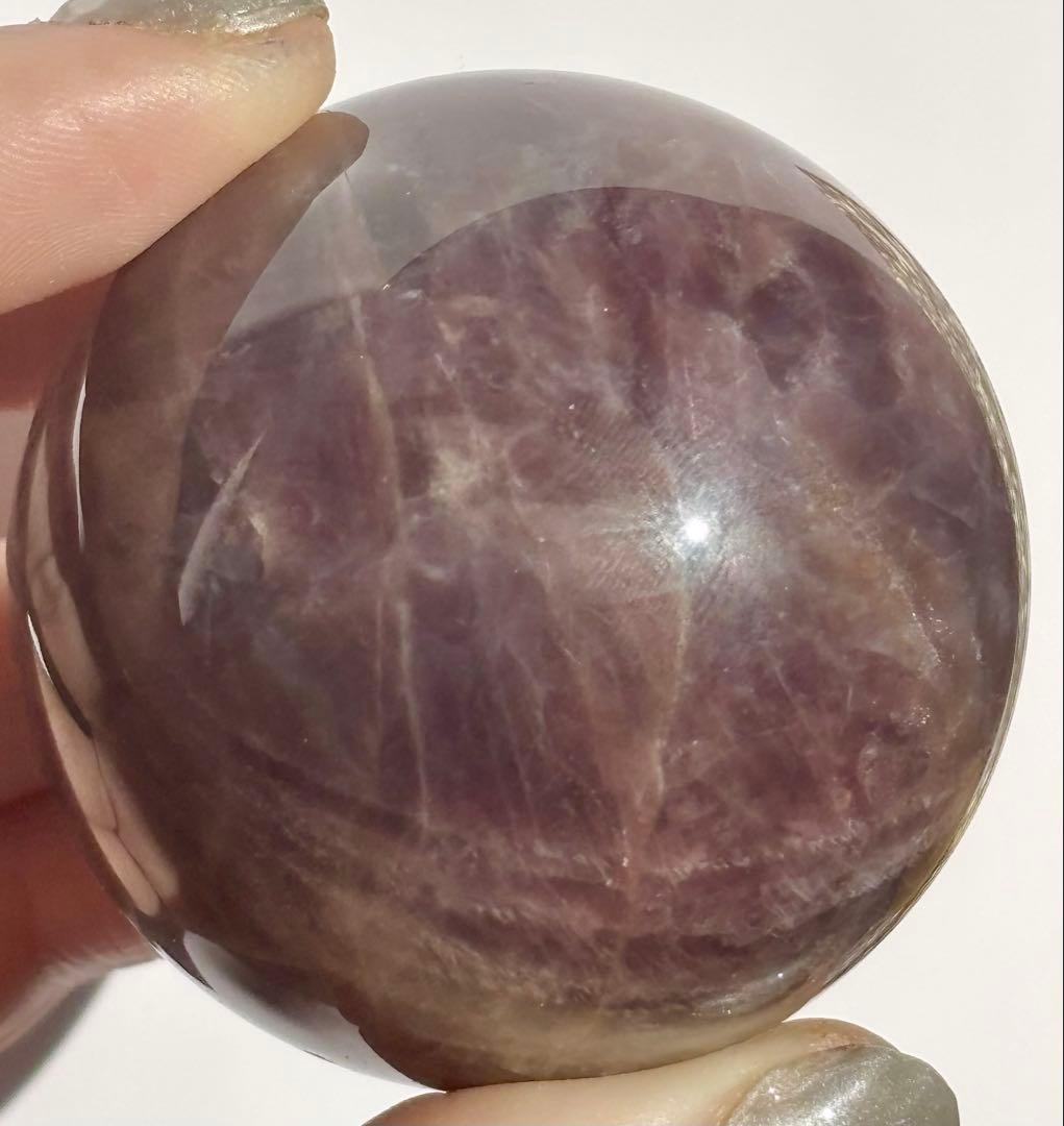 《スター確認》パープルローズクォーツ スフィア シルキー光沢 丸玉