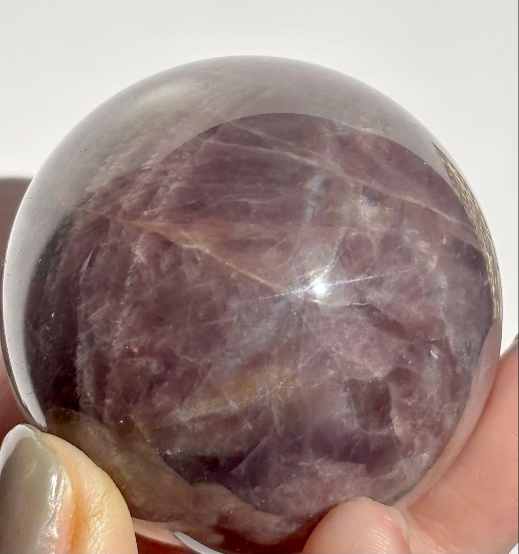 《スター確認》パープルローズクォーツ スフィア シルキー光沢 丸玉