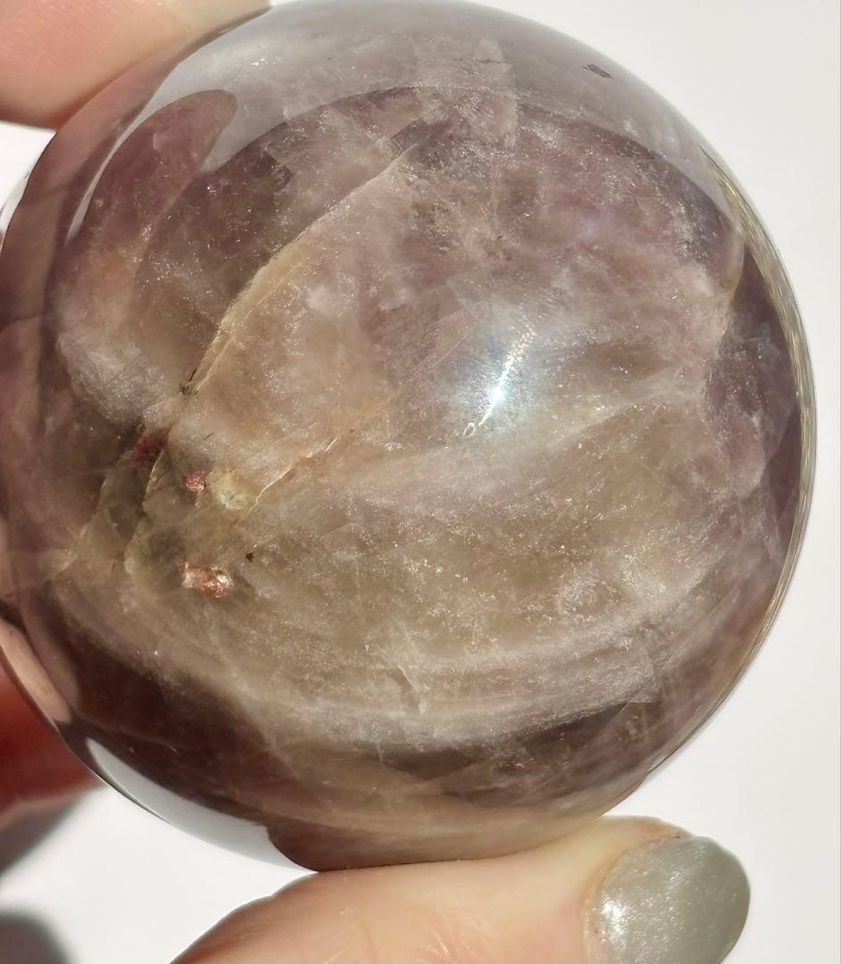 《スター確認》パープルローズクォーツ スフィア シルキー光沢 丸玉