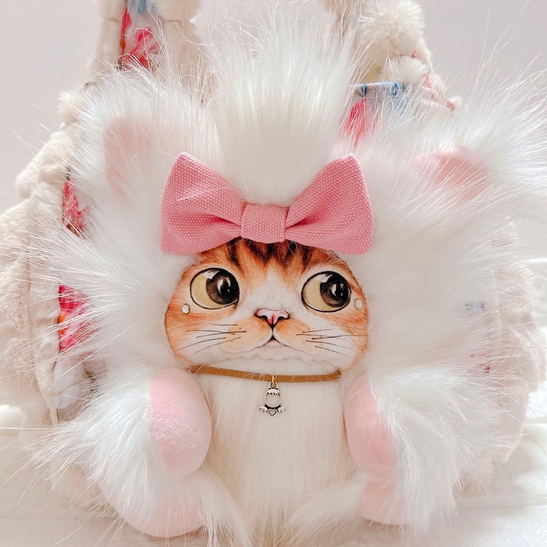 コヤンイサムチョン ふわもこ トートバッグ 猫ちゃん 花柄×ファー
