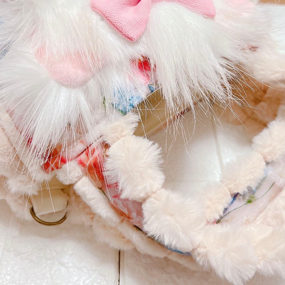 コヤンイサムチョン ふわもこ トートバッグ 猫ちゃん 花柄×ファー