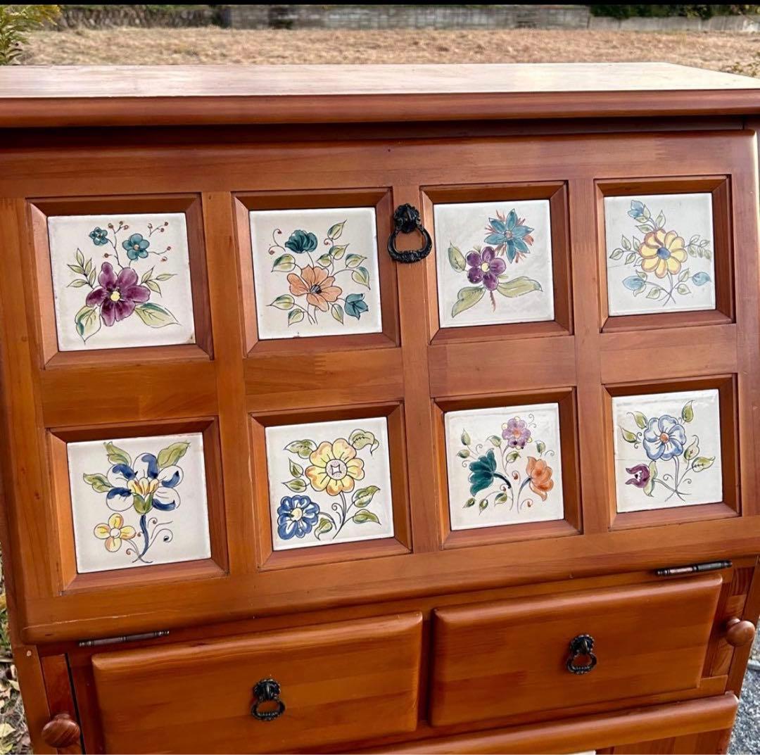 スペイン製 バレンシア パイン材 ライティングビューロー ライティングデスク