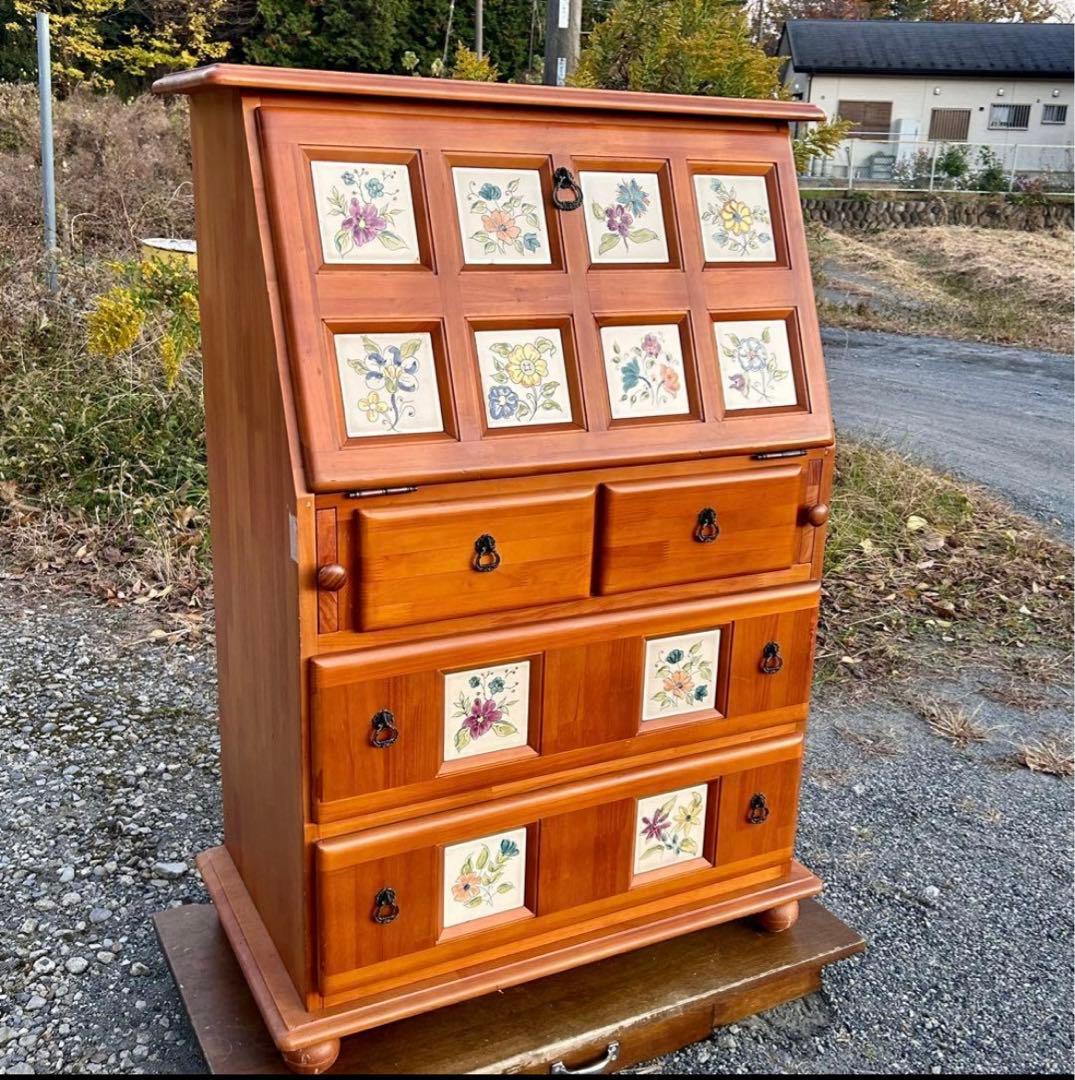 スペイン製 バレンシア パイン材 ライティングビューロー ライティングデスク