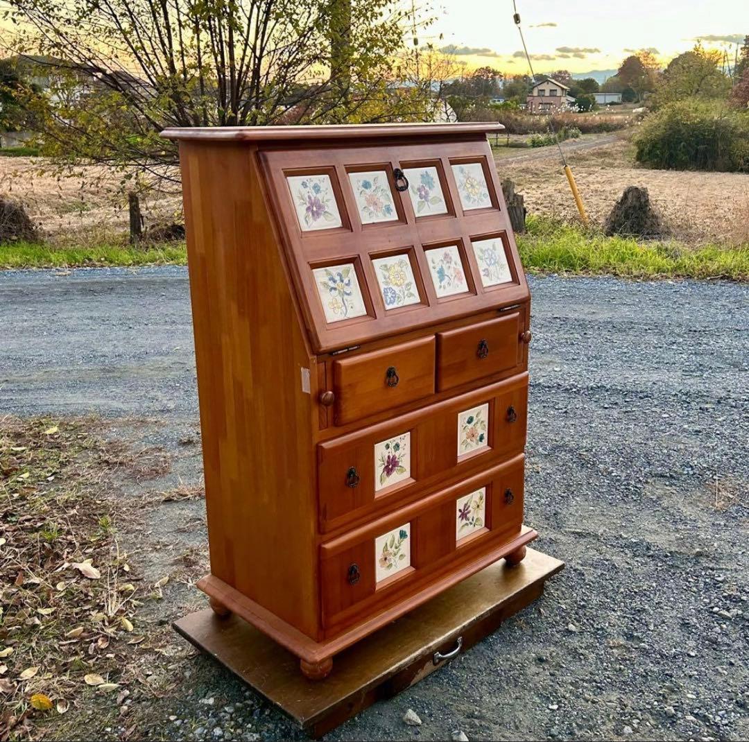 スペイン製 バレンシア パイン材 ライティングビューロー ライティングデスク