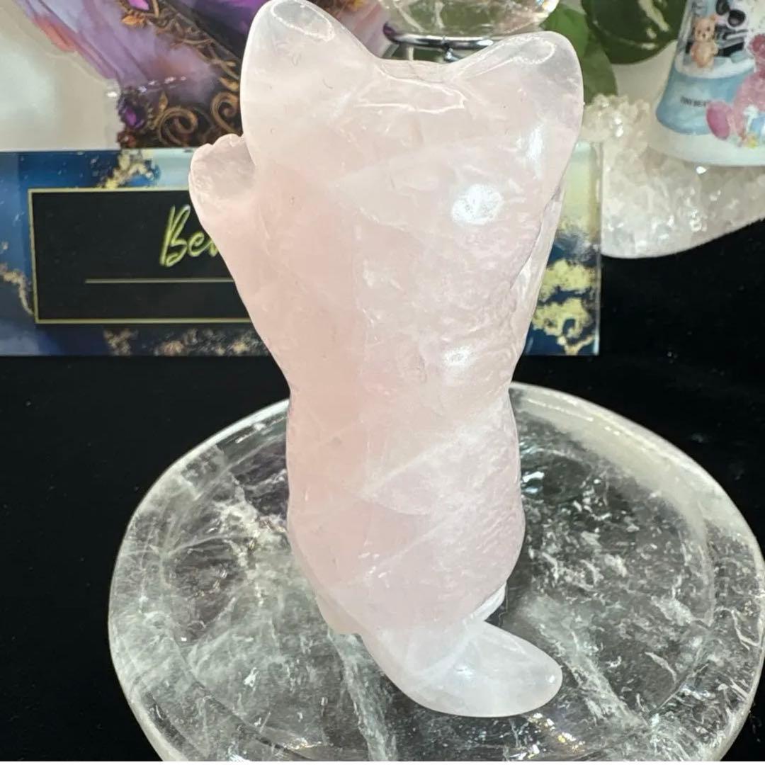 ローズクォーツ立ち猫ちゃん♡No.2416