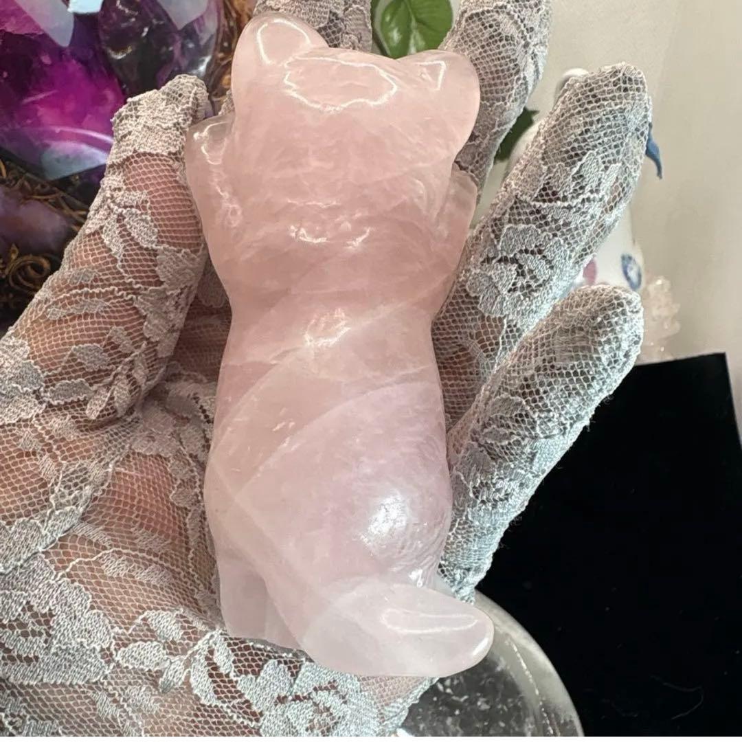 ローズクォーツ立ち猫ちゃん♡No.2416