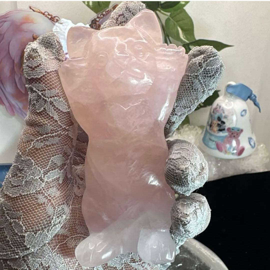 ローズクォーツ立ち猫ちゃん♡No.2416