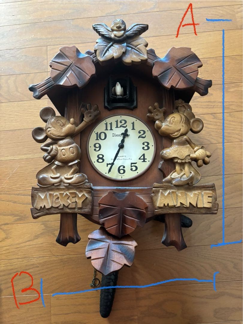 希少価値ディズニーミッキー ミニー 掛け時計鳩時計木製
