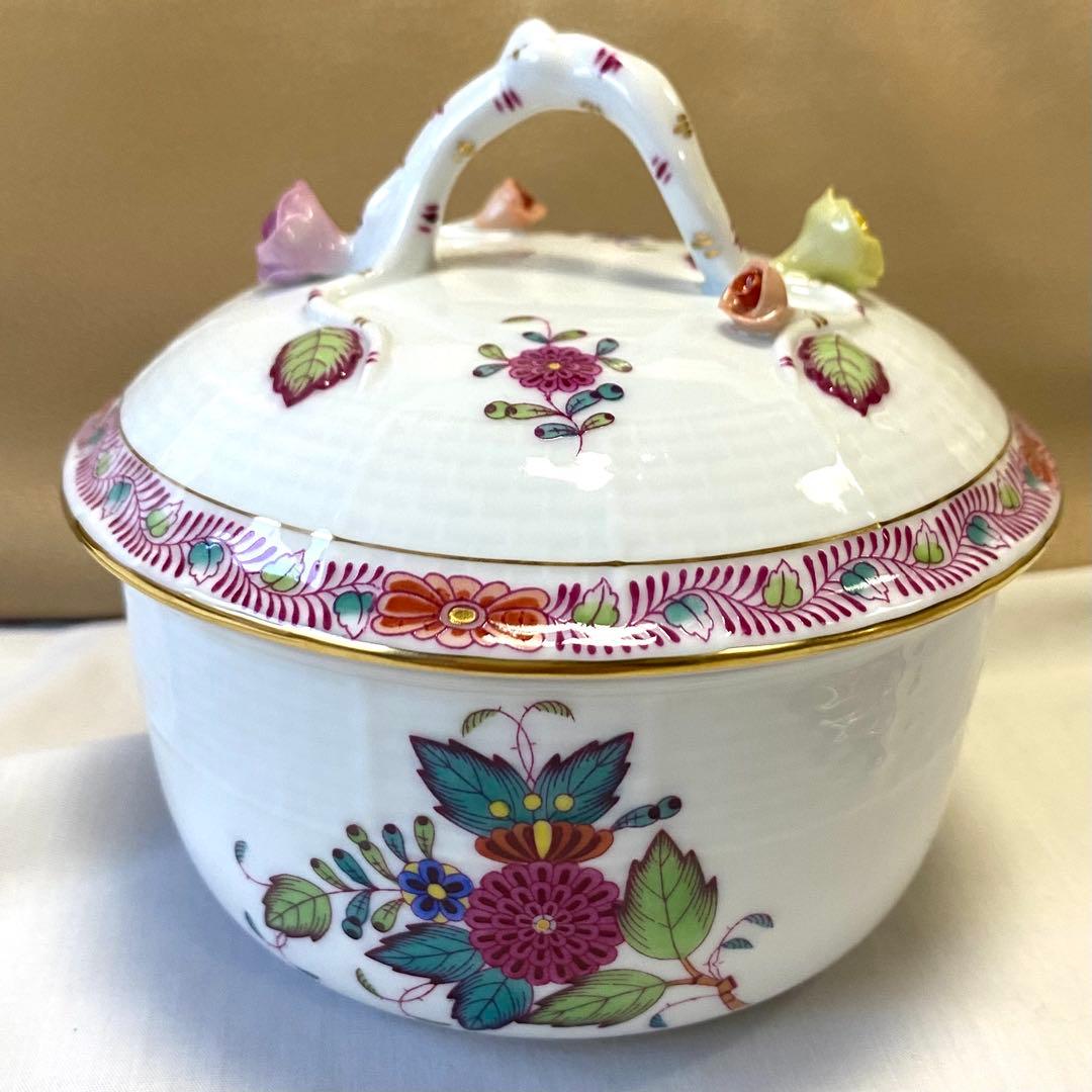 3.お得♡美品☆ヘレンド☆薔薇と取っ手付きミニ薔薇+薔薇の蓋2つ☆ボンボニエール