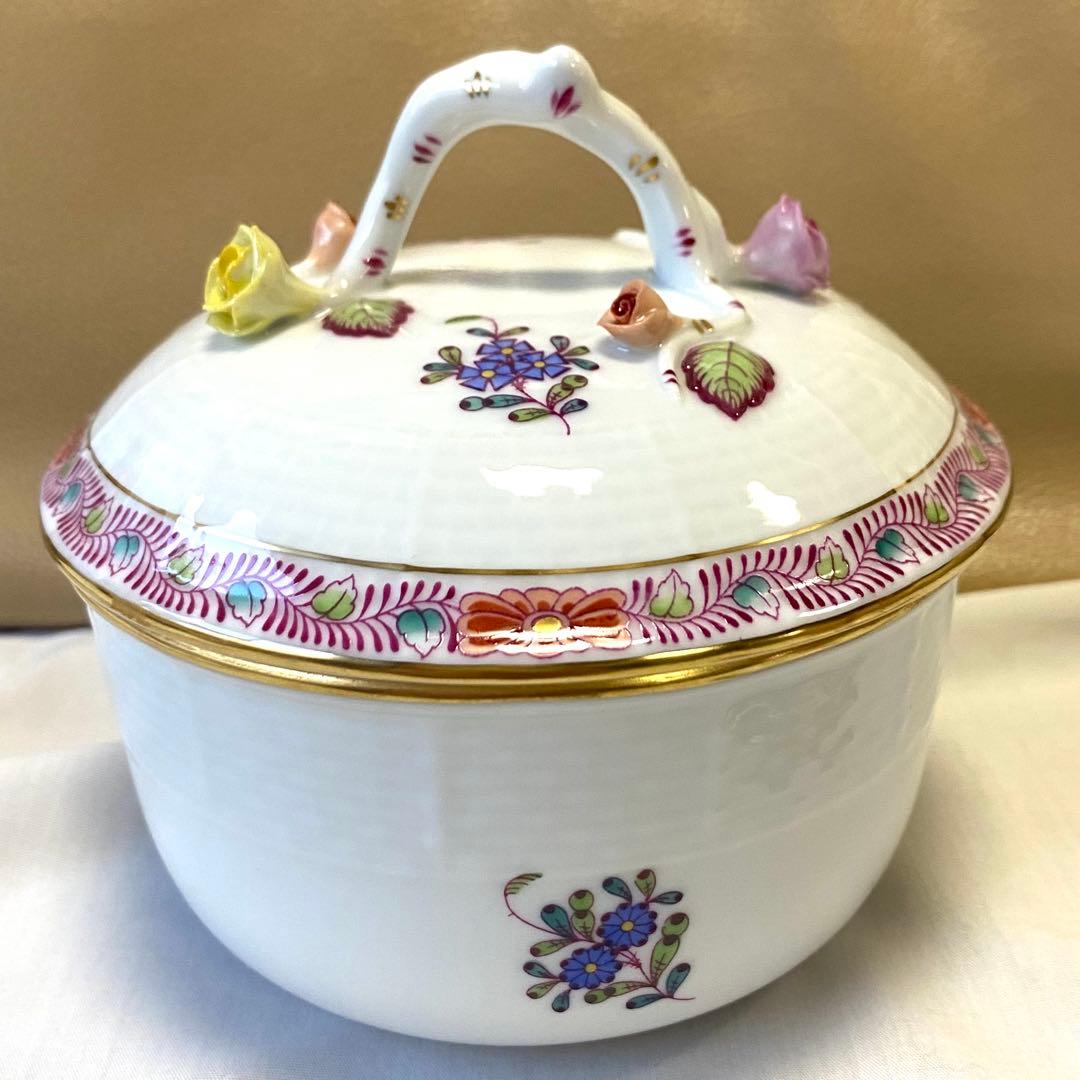 3.お得♡美品☆ヘレンド☆薔薇と取っ手付きミニ薔薇+薔薇の蓋2つ☆ボンボニエール