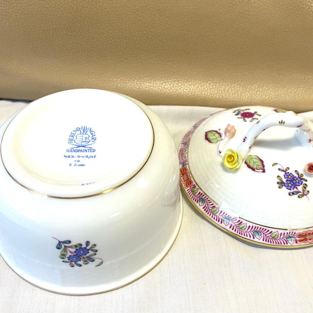 3.お得♡美品☆ヘレンド☆薔薇と取っ手付きミニ薔薇+薔薇の蓋2つ☆ボンボニエール