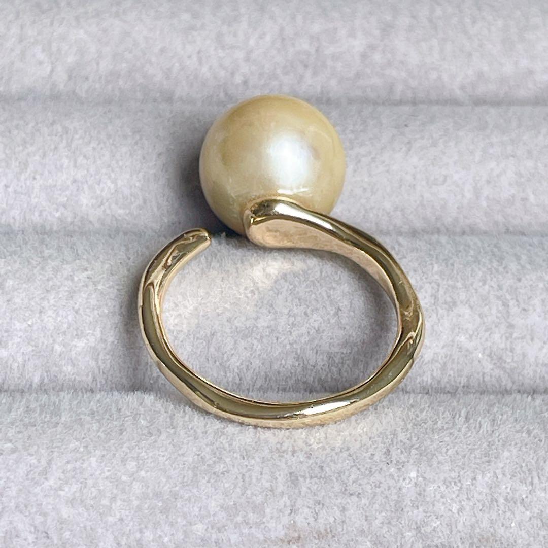 043 南洋パールオープンリング　ゴールド白蝶真珠　12号　フリーサイズ