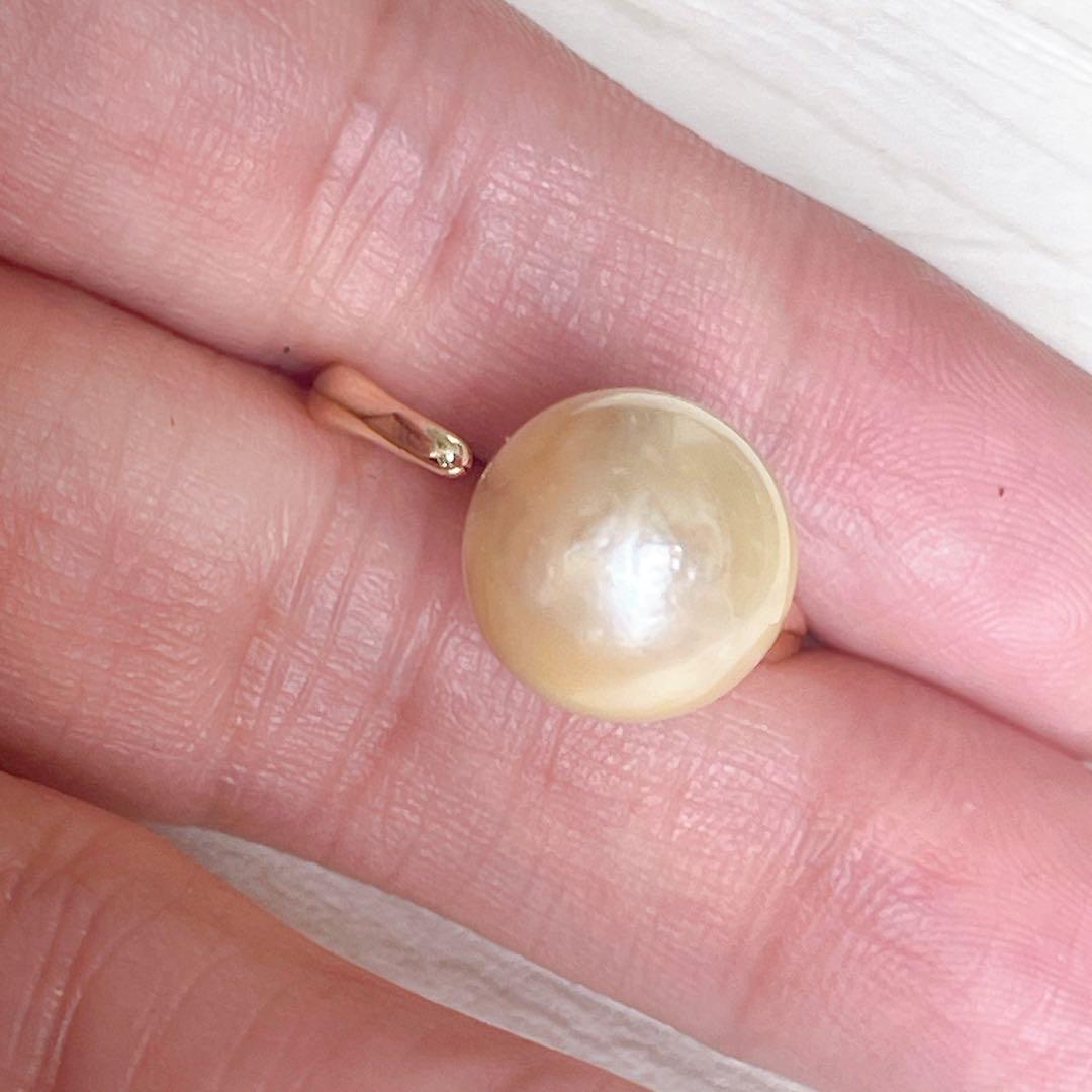 043 南洋パールオープンリング　ゴールド白蝶真珠　12号　フリーサイズ