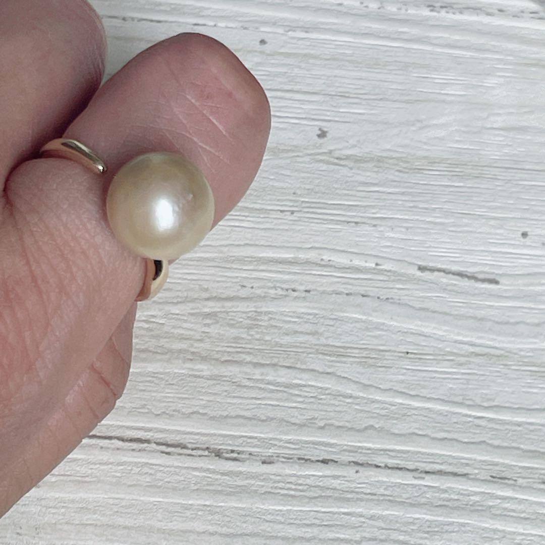 043 南洋パールオープンリング　ゴールド白蝶真珠　12号　フリーサイズ