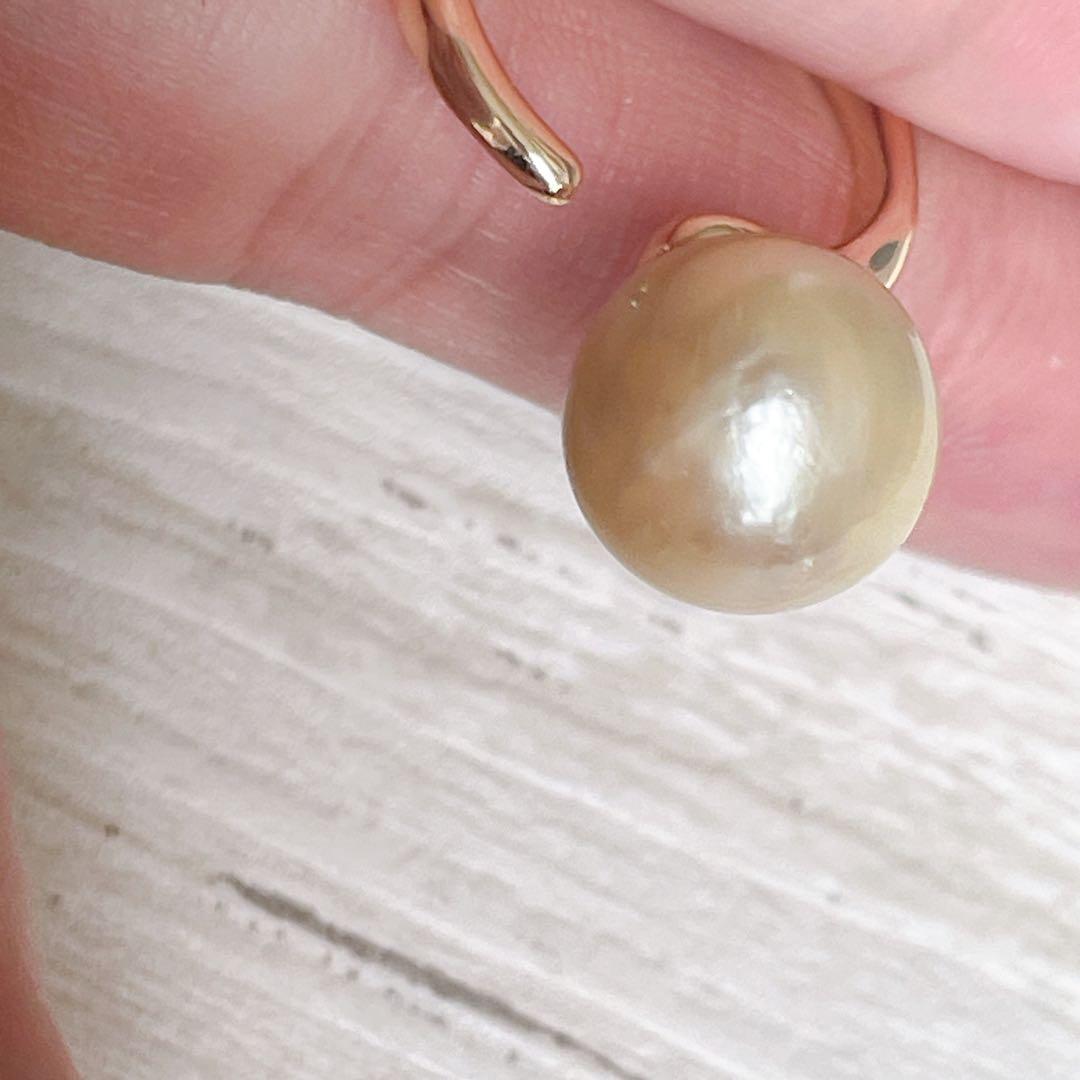 043 南洋パールオープンリング　ゴールド白蝶真珠　12号　フリーサイズ