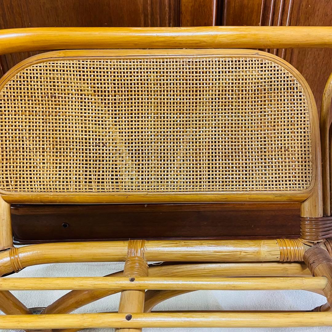 籐家具 サイドテーブル付き ラタンチェア レトロ