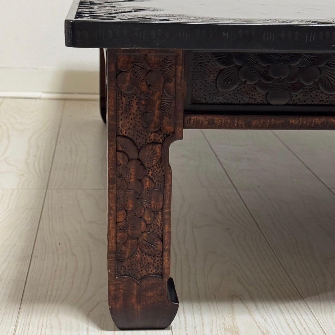 Icchodo軽井沢彫 桜 座卓 彫刻 時代ローセンターテーブル