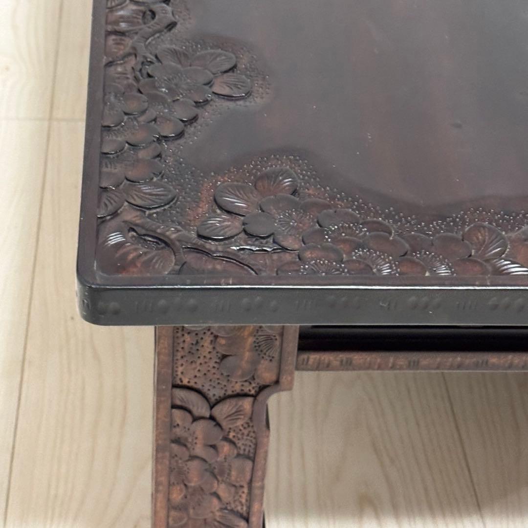 Icchodo軽井沢彫 桜 座卓 彫刻 時代ローセンターテーブル