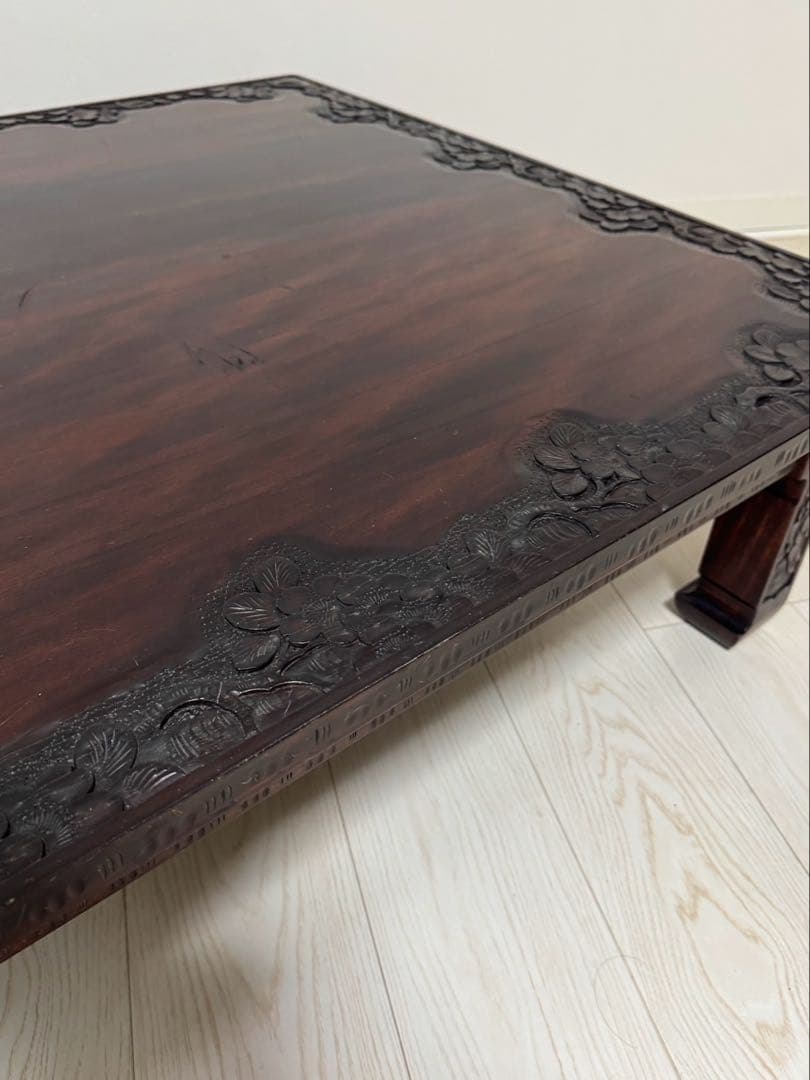 Icchodo軽井沢彫 桜 座卓 彫刻 時代ローセンターテーブル