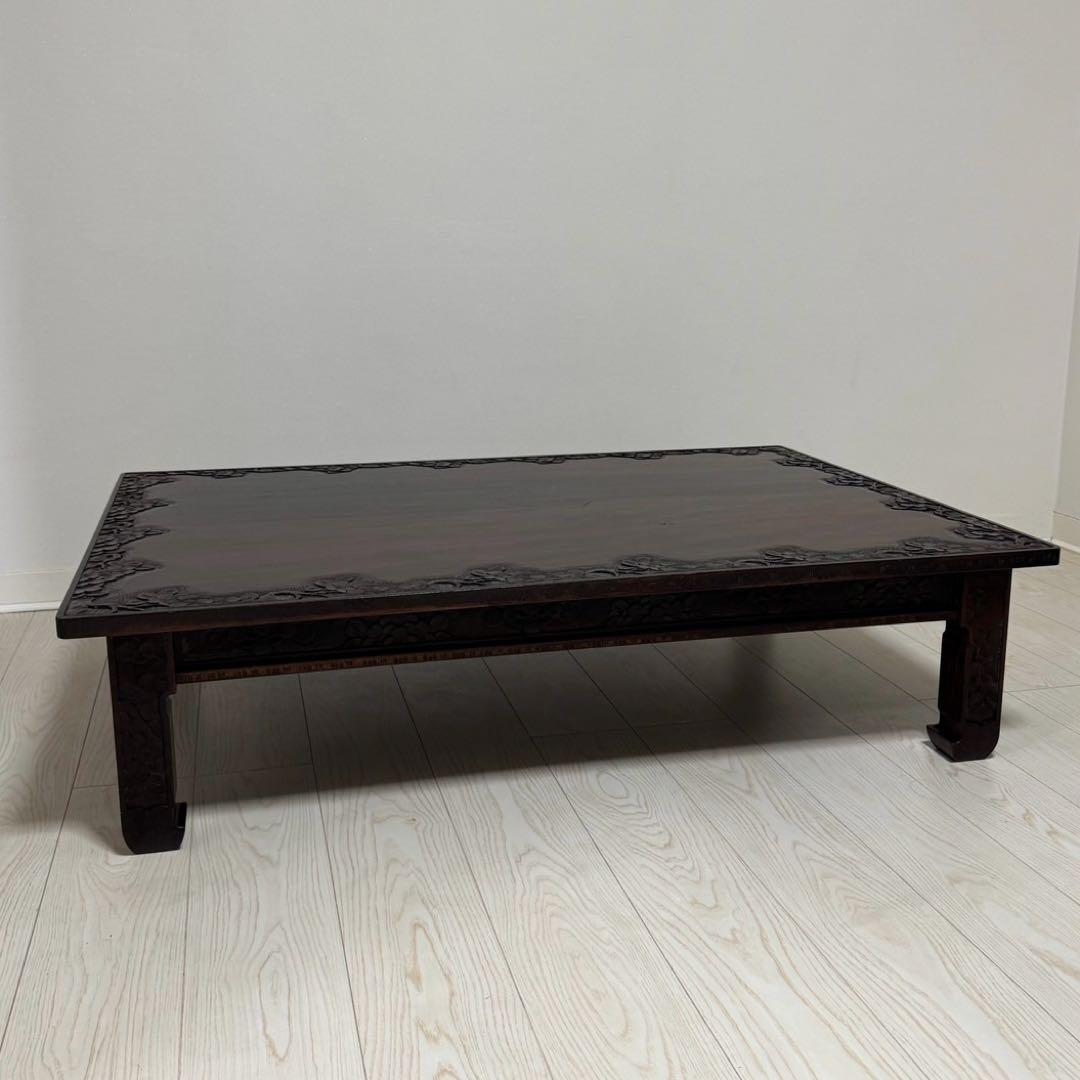 Icchodo軽井沢彫 桜 座卓 彫刻 時代ローセンターテーブル