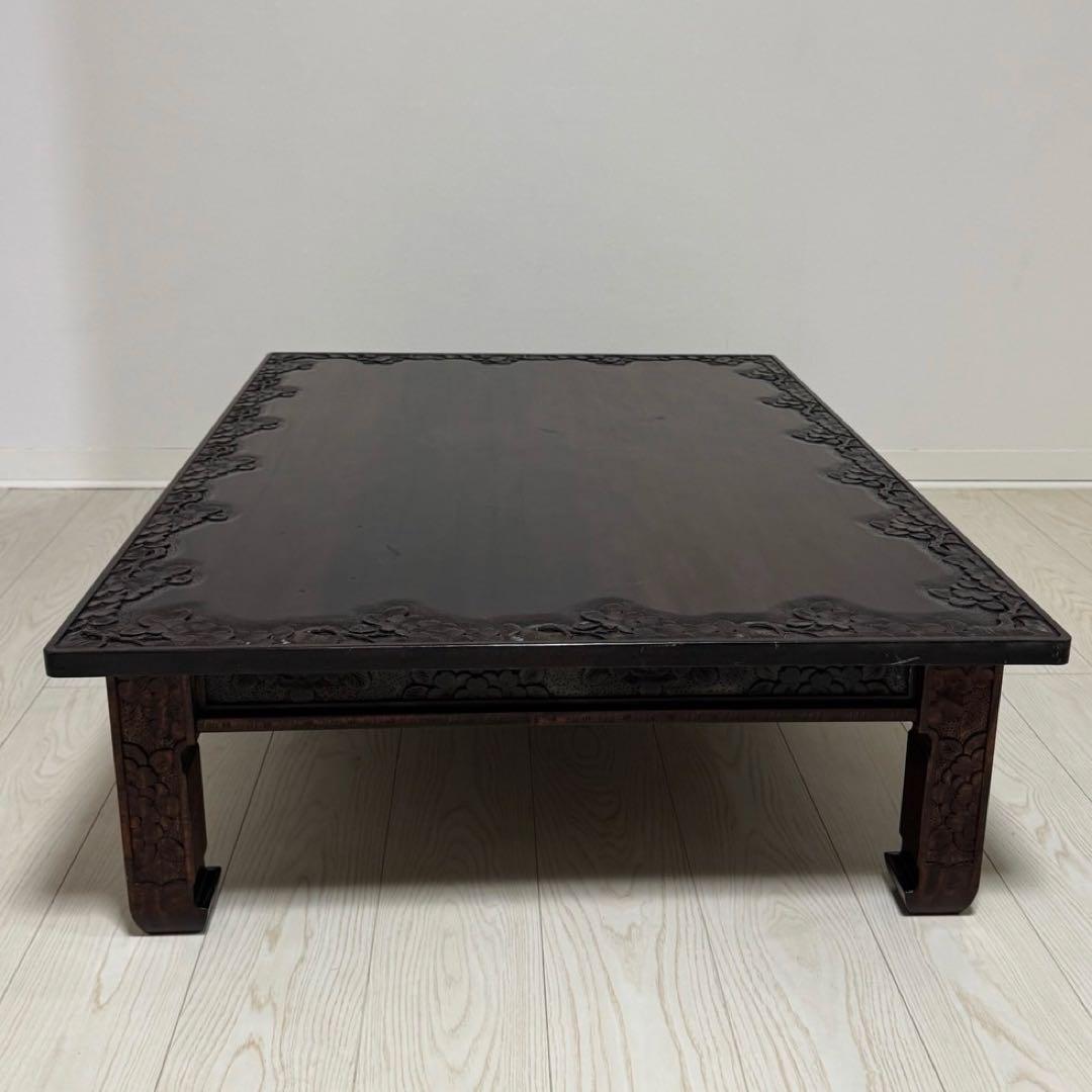 Icchodo軽井沢彫 桜 座卓 彫刻 時代ローセンターテーブル