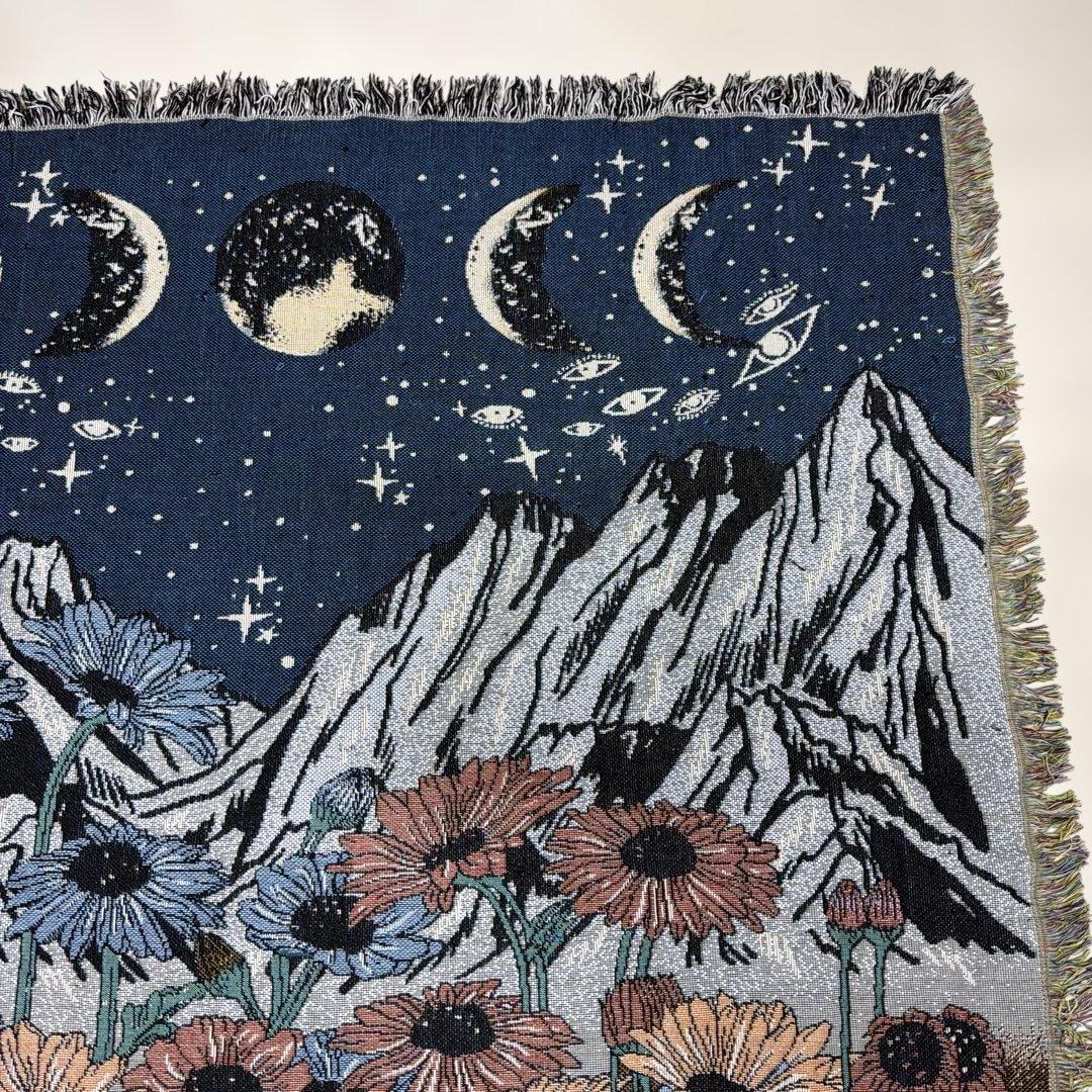 花 月 目 夜景 マルチカバー ソファカバー ヴィンテージラグ 151x126