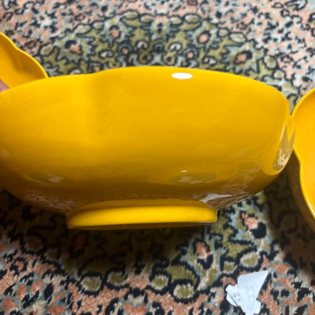 黄交趾 梅鉢 赤沢正中作 共箱