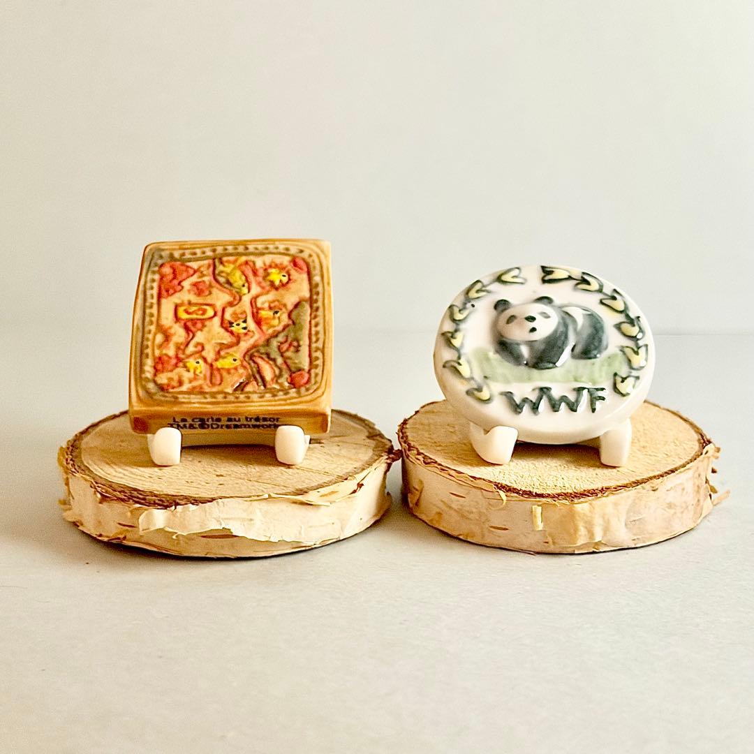 ガゼルが描かれた皿のフェーブ フェーヴ 陶器 置物 ミニチュア