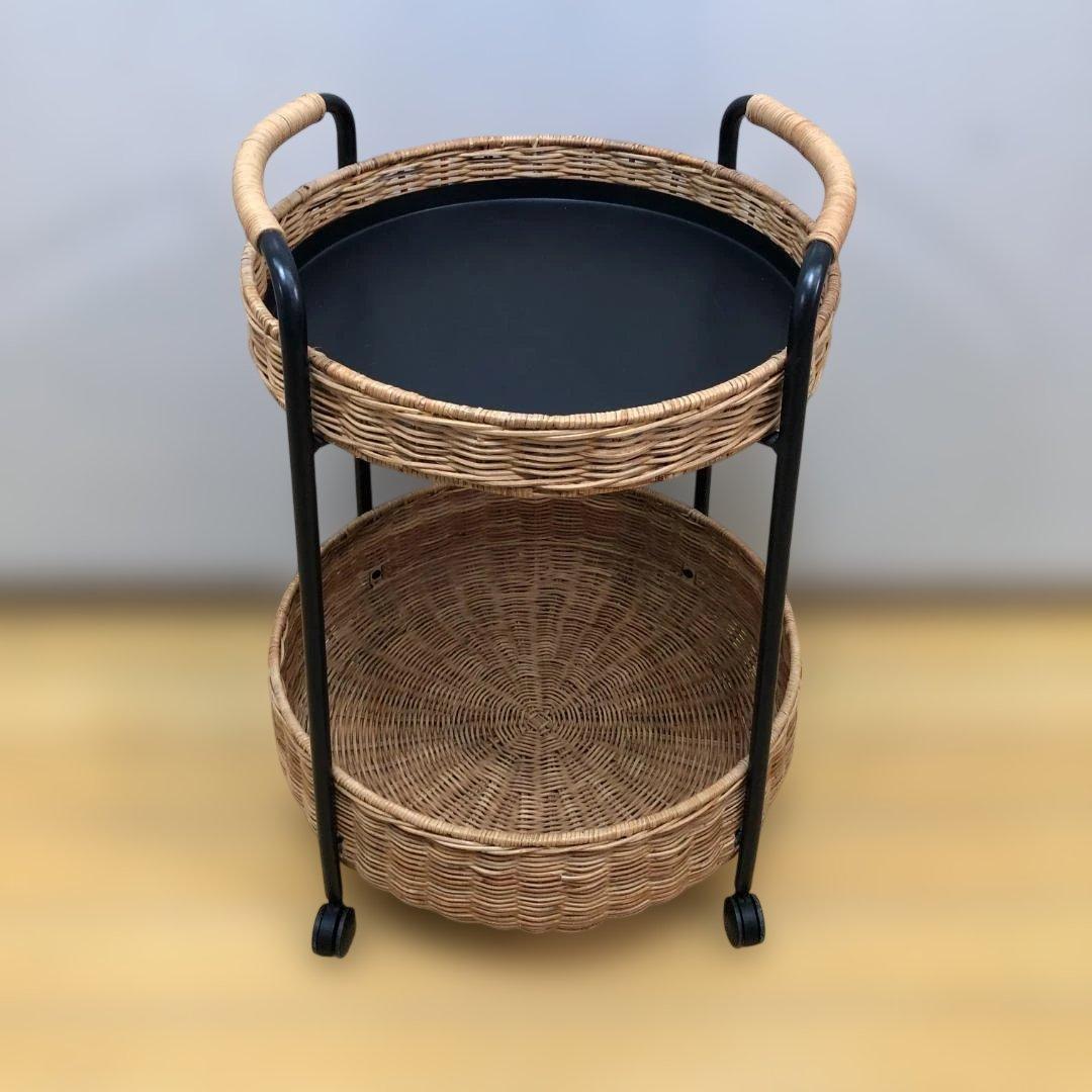 【送料無料】IKEA LUBBAN ルッバン ラタン 2段ワゴン 11907