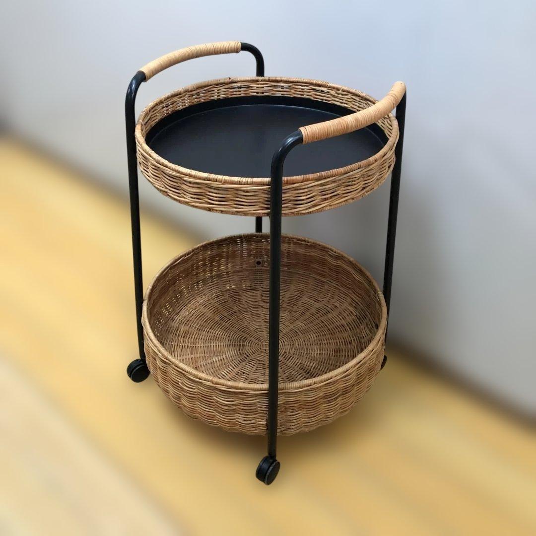 【送料無料】IKEA LUBBAN ルッバン ラタン 2段ワゴン 11907