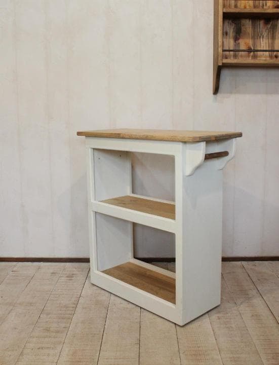 ハンドメイド　ホワイトシャビーなキッチンワゴン