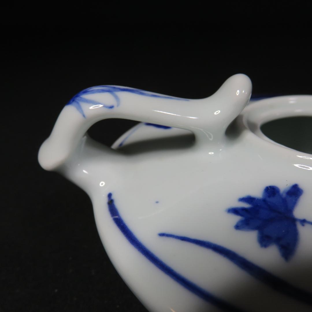 水滴 書道 染付 中国骨董 大清乾隆年製 草花 蝶 - メルカリ