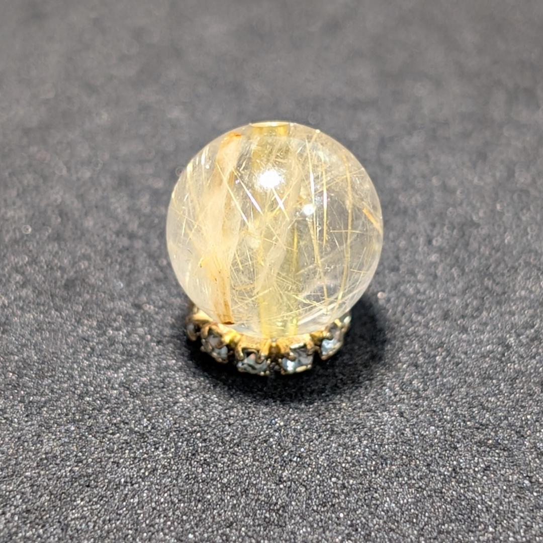 一点物【鋭く柔らかいルチル】タイチンルチル 10ミリ 粒売り 貫通穴あり