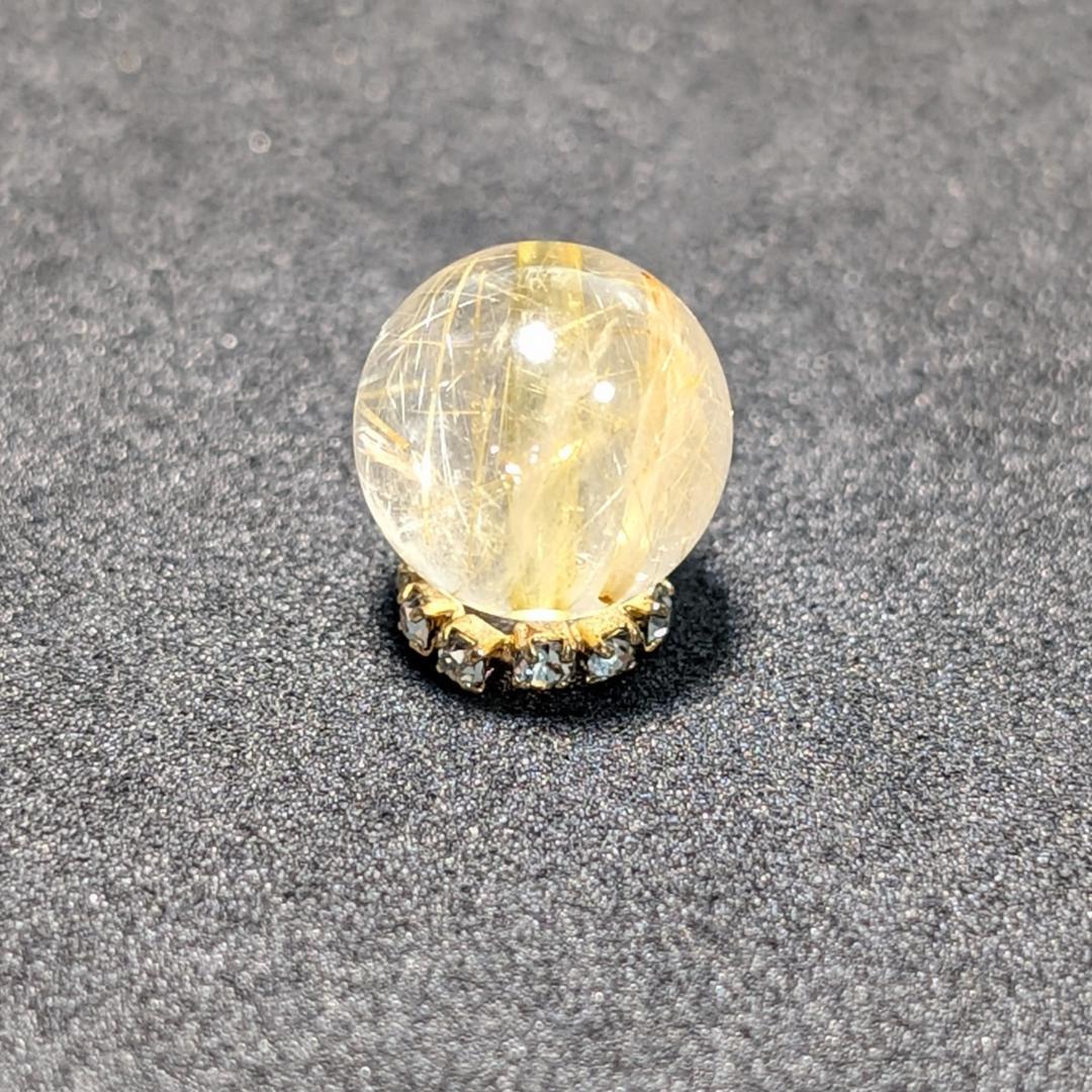 一点物【鋭く柔らかいルチル】タイチンルチル 10ミリ 粒売り 貫通穴あり