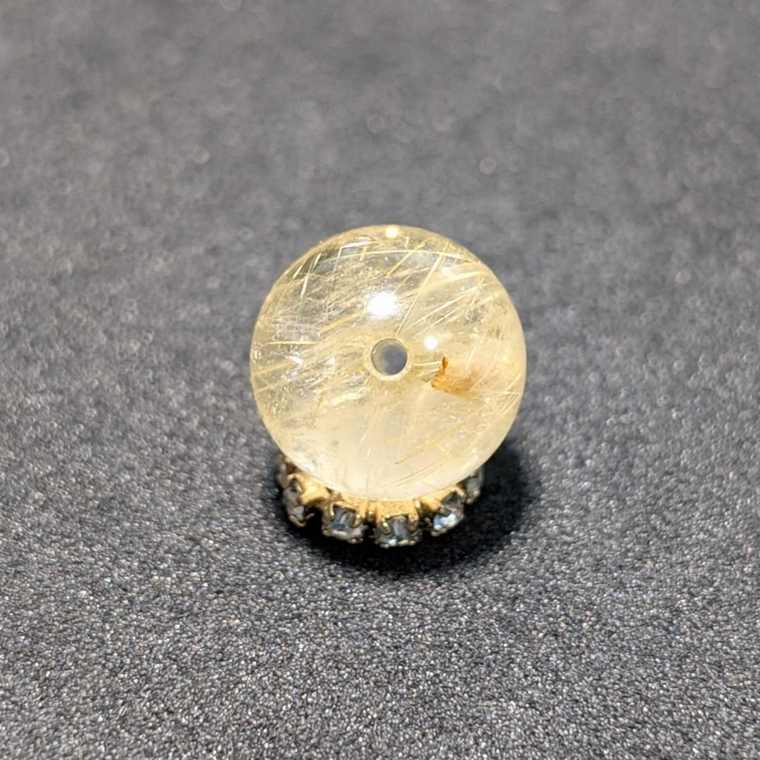 一点物【鋭く柔らかいルチル】タイチンルチル 10ミリ 粒売り 貫通穴あり