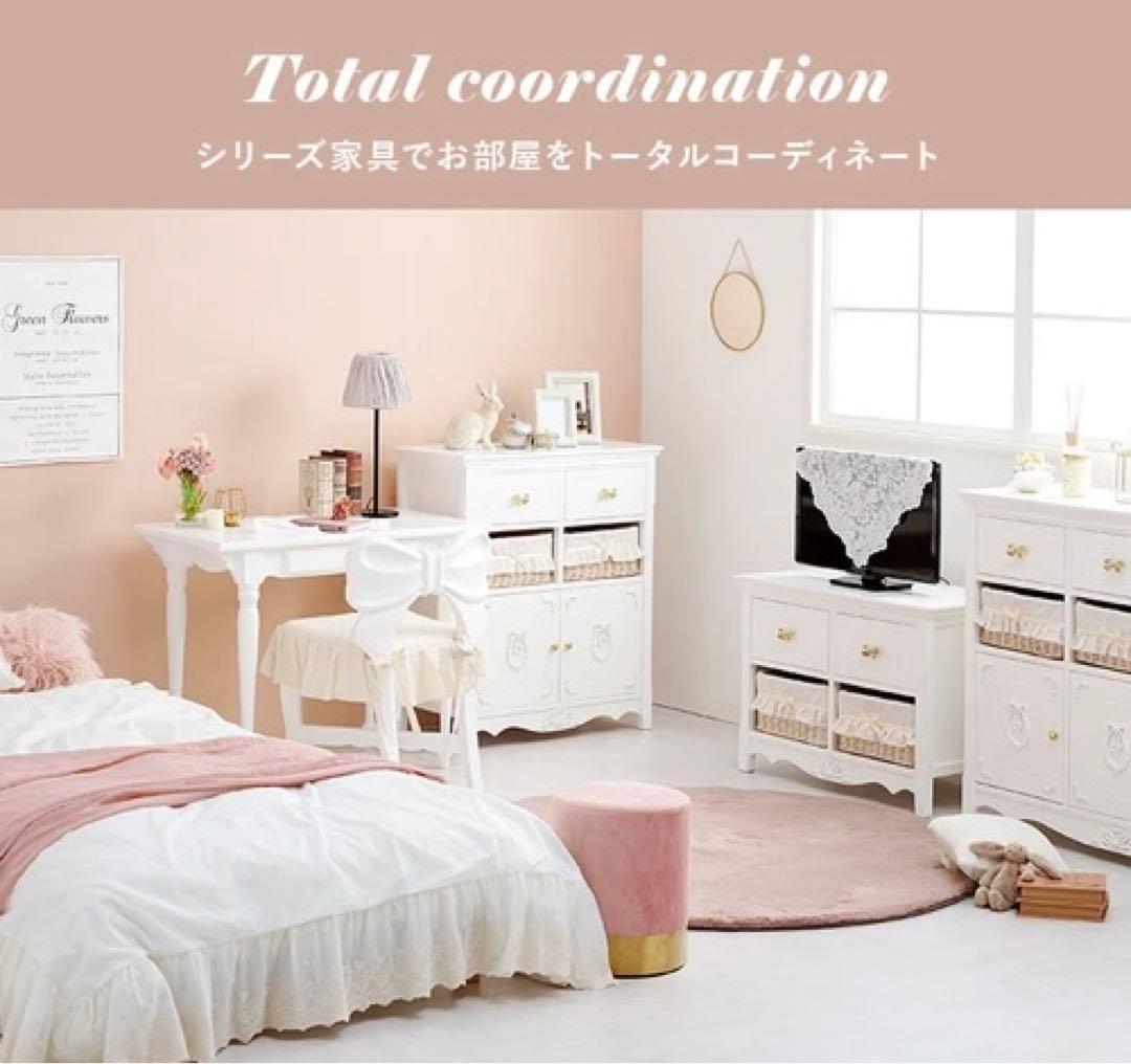 ❤︎Princess select❤︎おリボンが可愛いホワイトデスク❤︎