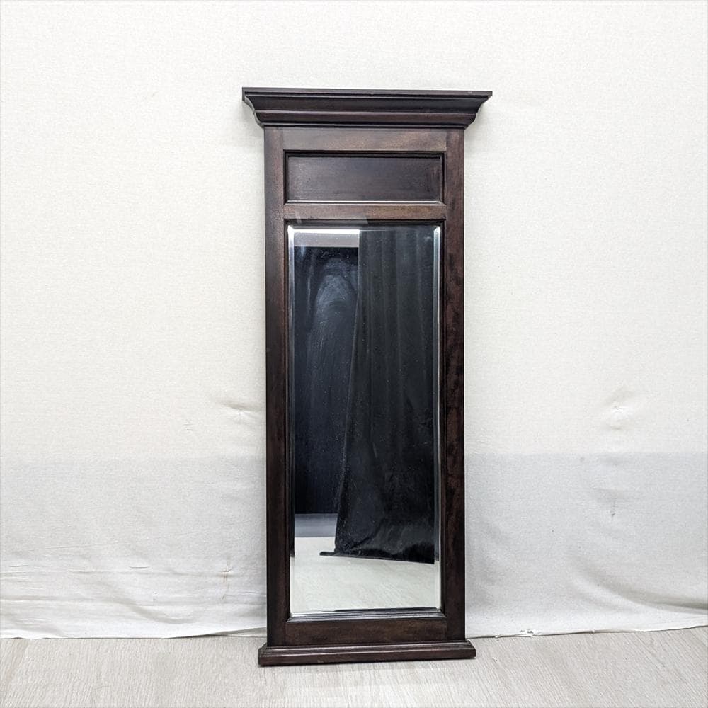 美品　松本民芸家具　天然木　ウォールミラー　壁掛け　鏡　ミラー　面取り　民藝