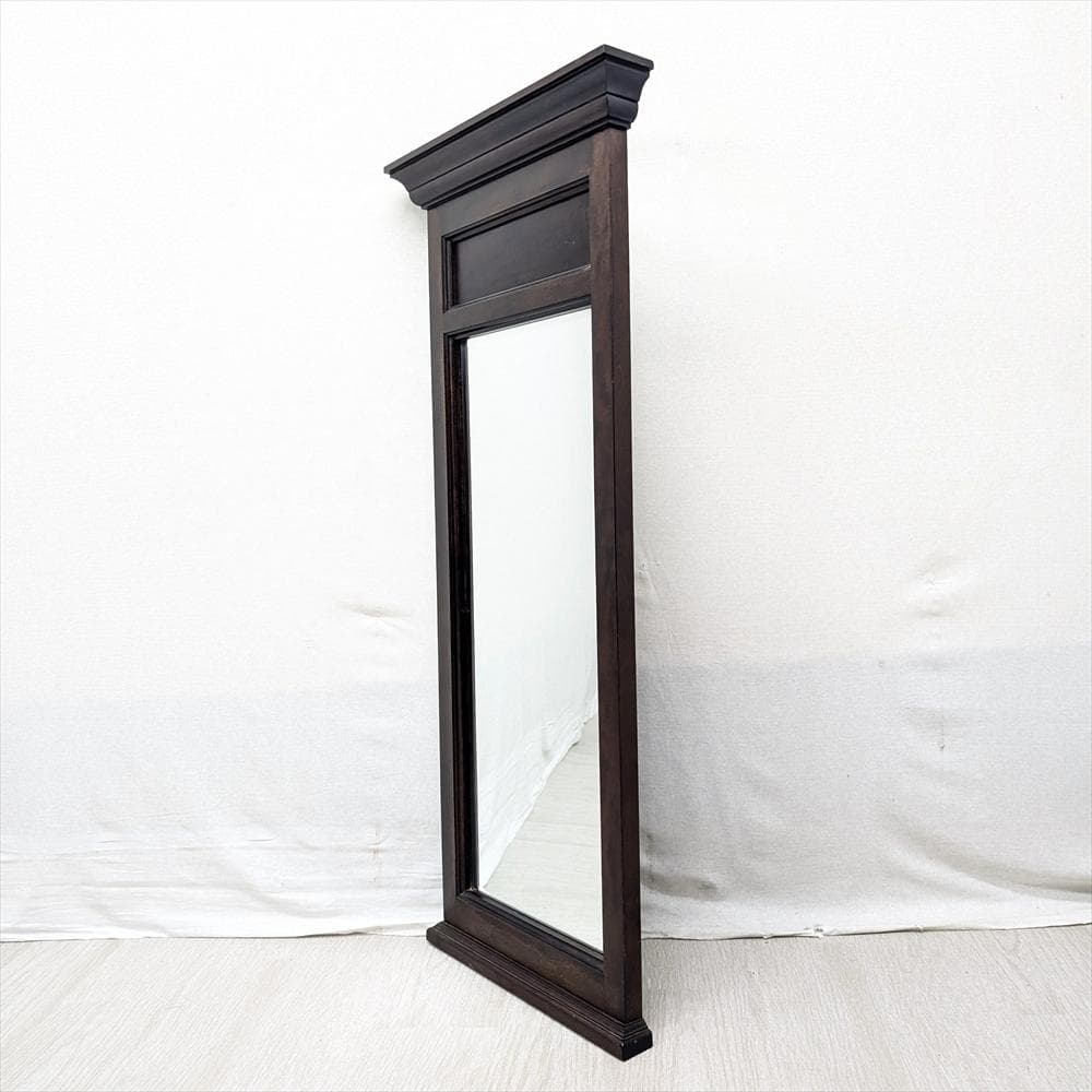 美品　松本民芸家具　天然木　ウォールミラー　壁掛け　鏡　ミラー　面取り　民藝