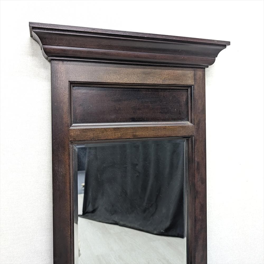 美品　松本民芸家具　天然木　ウォールミラー　壁掛け　鏡　ミラー　面取り　民藝