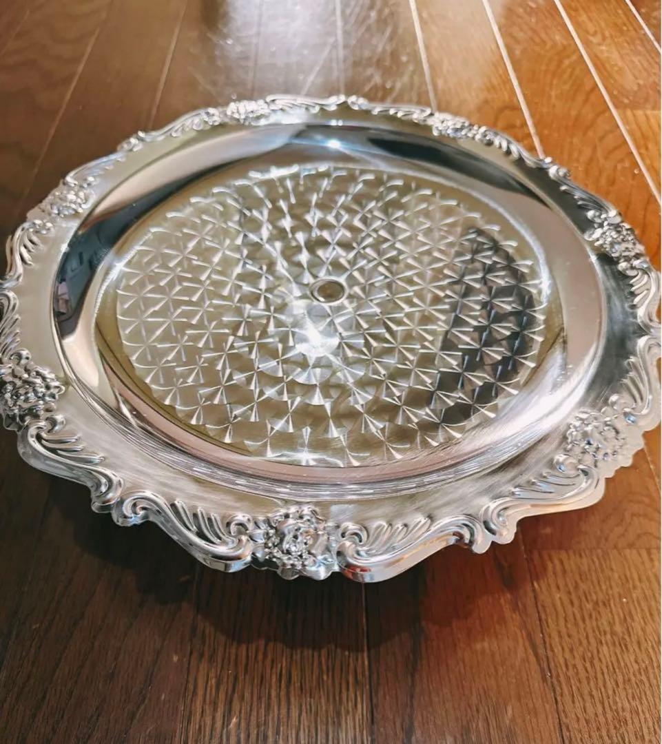 昭和レトロ　最高級　 18-8 ステンレススチールケーキスタンド