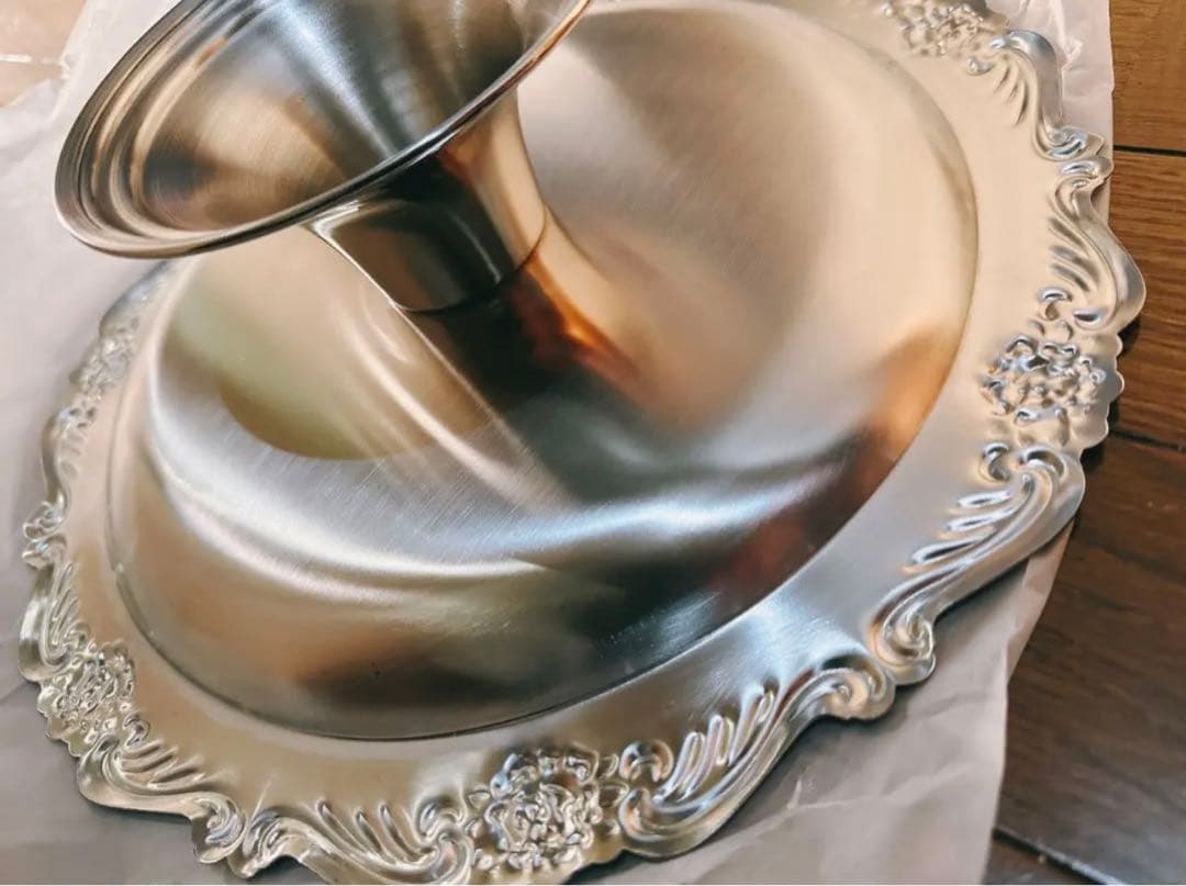 昭和レトロ　最高級　 18-8 ステンレススチールケーキスタンド