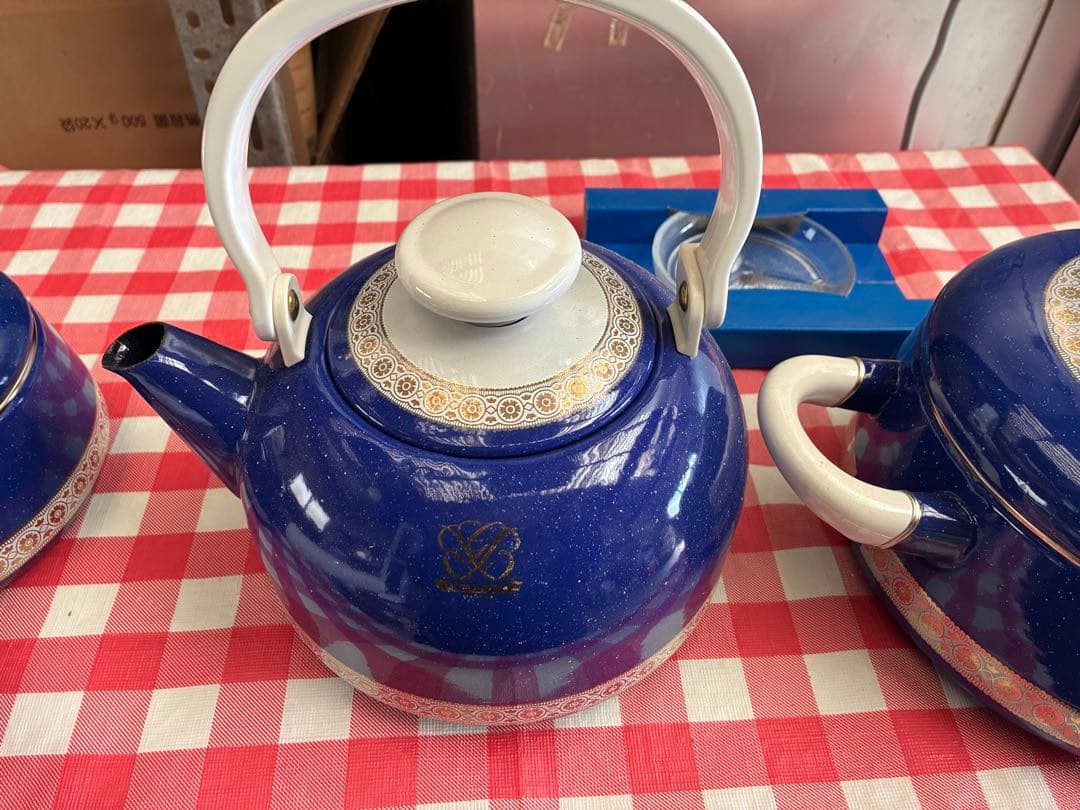 北欧　ホーローやかん、鍋、小鍋セット　GRAND BLUE