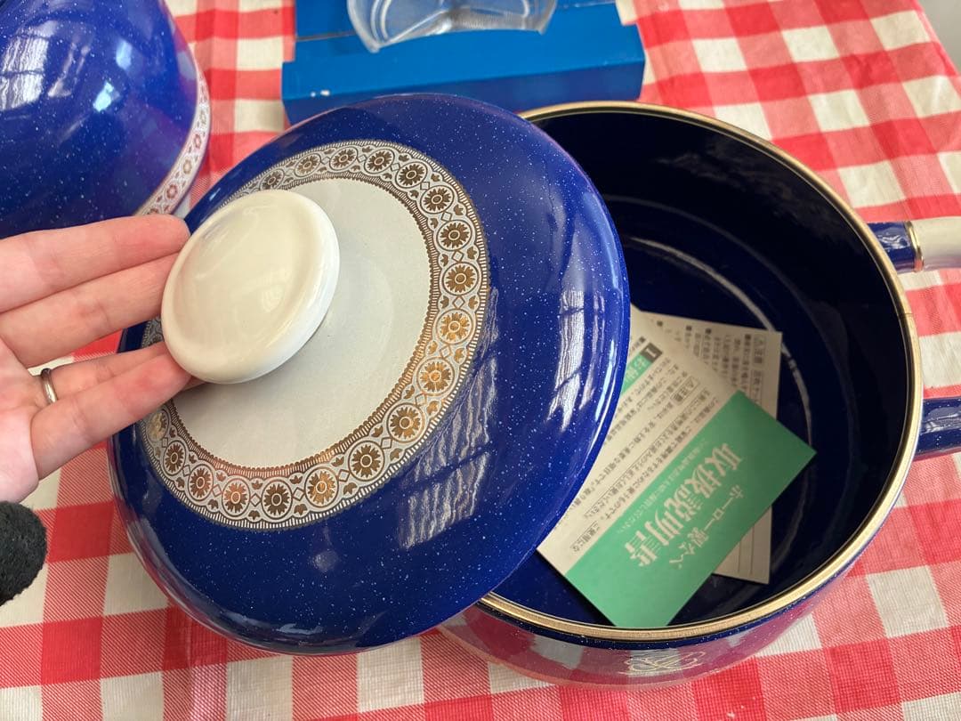 北欧　ホーローやかん、鍋、小鍋セット　GRAND BLUE