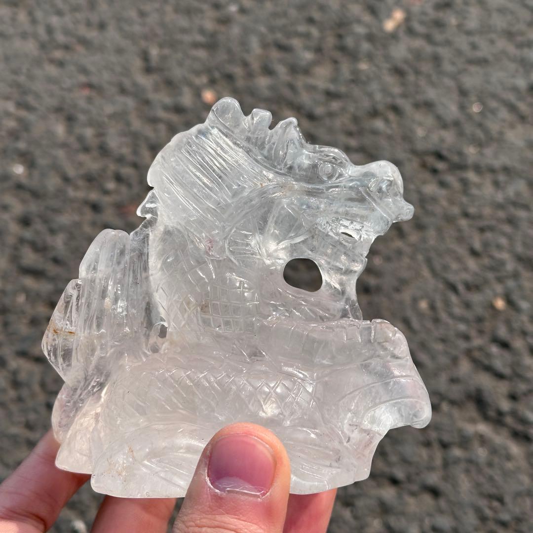 天然石水晶の龍　置物　ご購入前に在庫確認必要　G.219