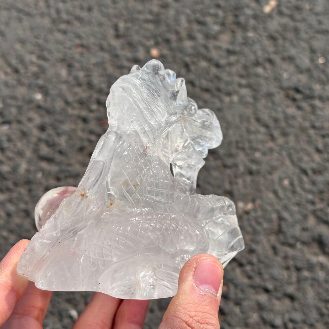 天然石水晶の龍　置物　ご購入前に在庫確認必要　G.219