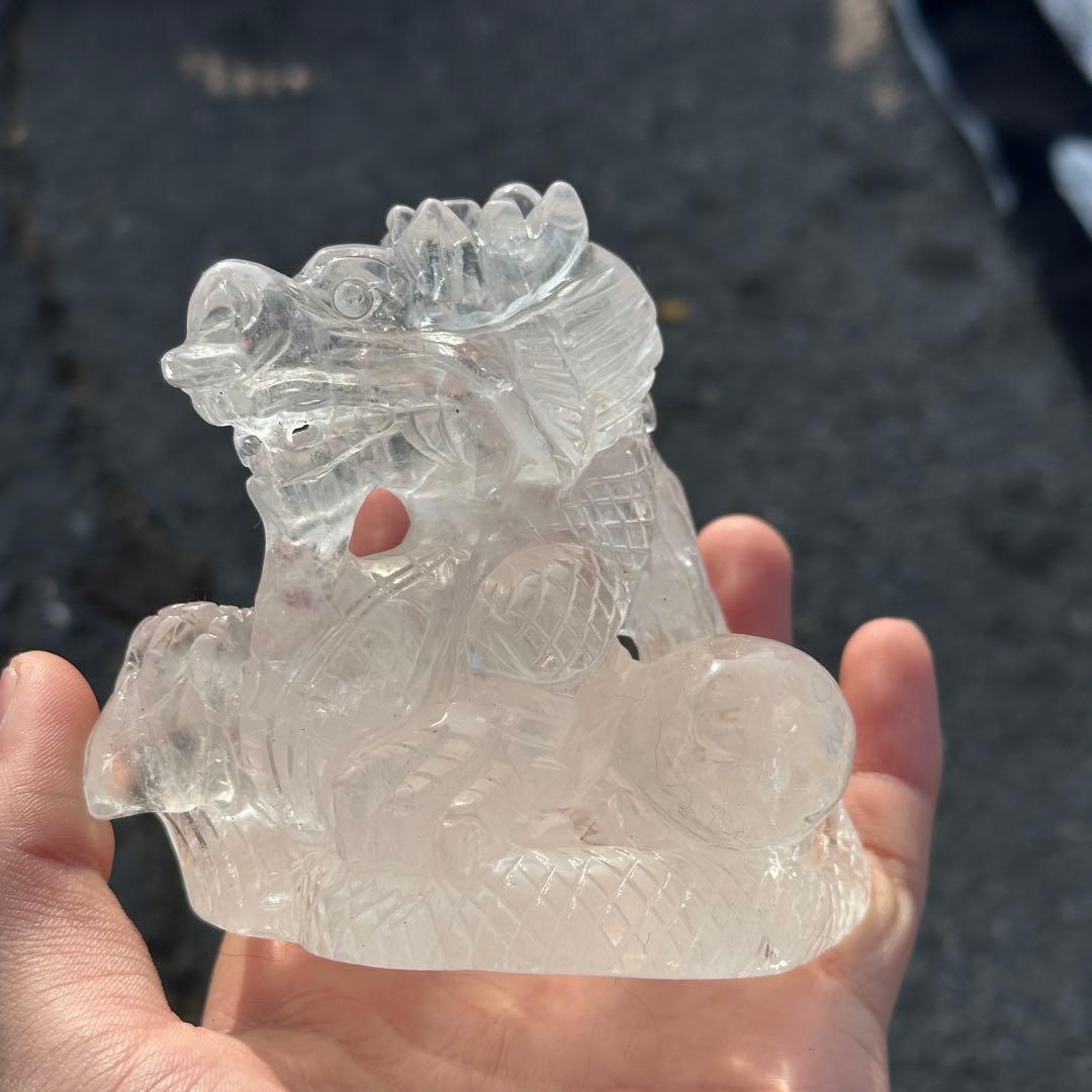 天然石水晶の龍　置物　ご購入前に在庫確認必要　G.219