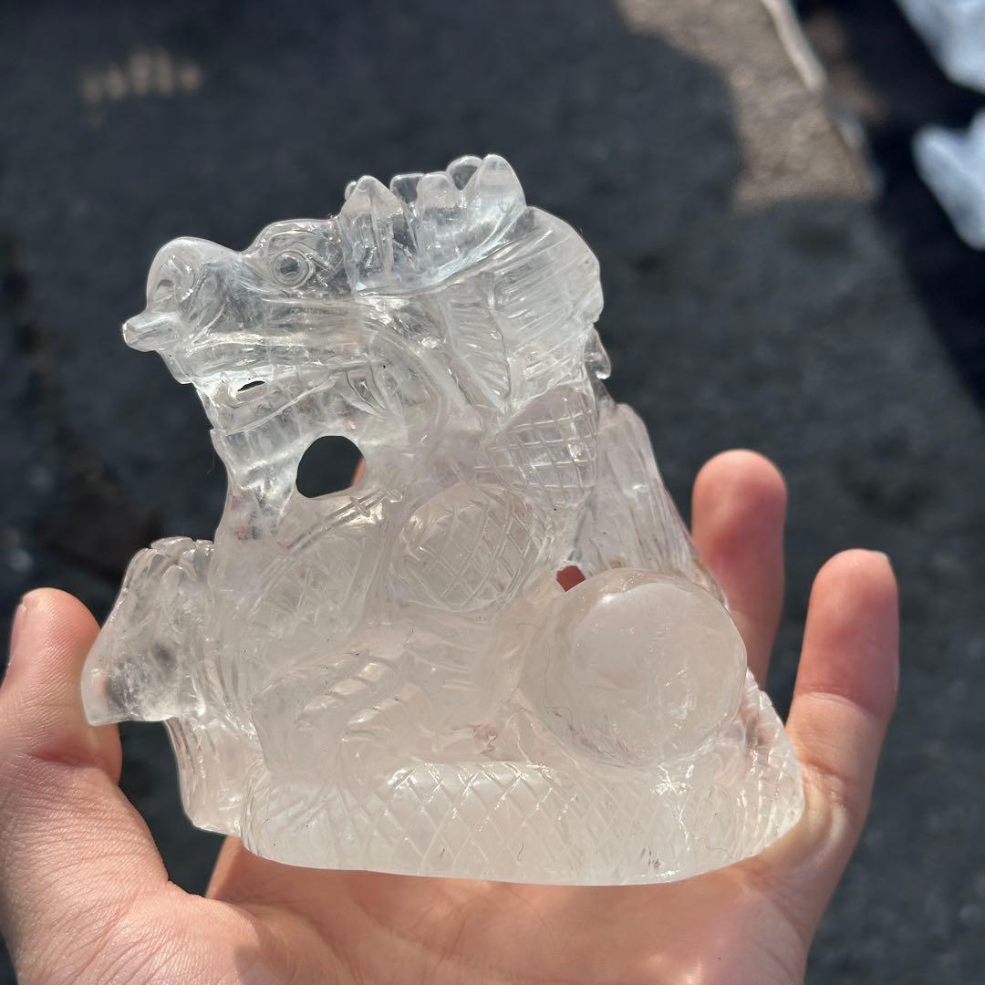 天然石水晶の龍　置物　ご購入前に在庫確認必要　G.219