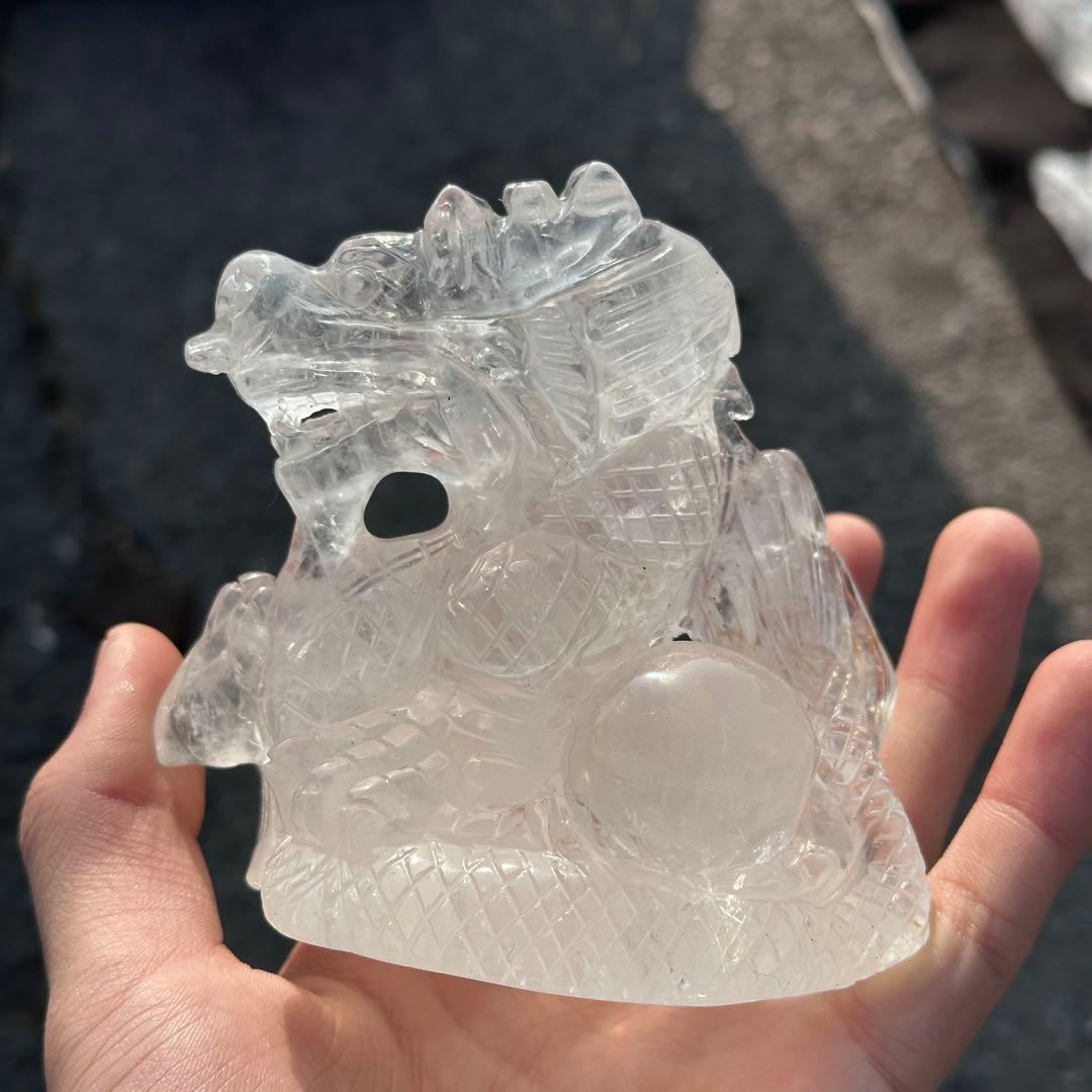 天然石水晶の龍　置物　ご購入前に在庫確認必要　G.219