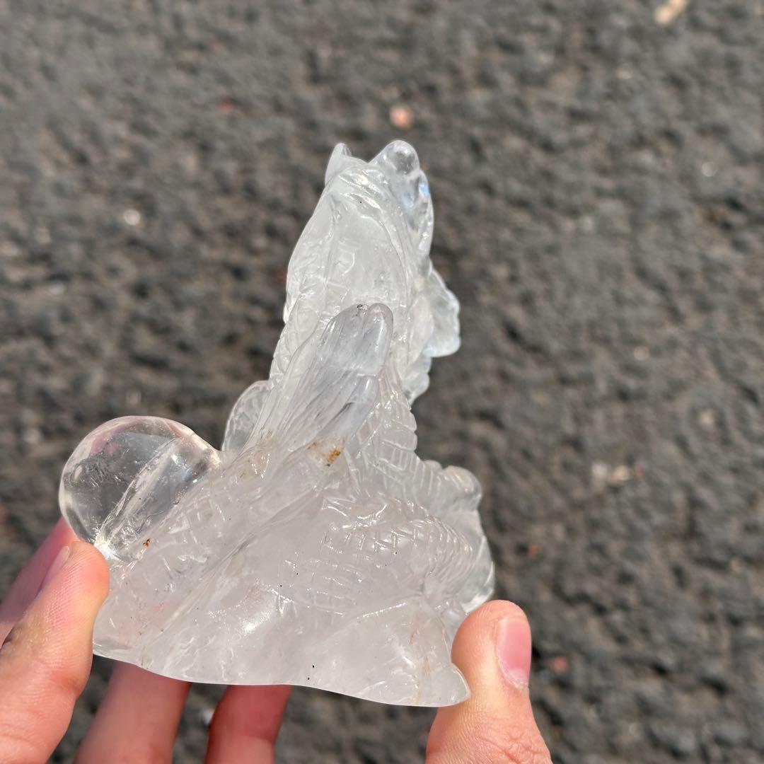 天然石水晶の龍　置物　ご購入前に在庫確認必要　G.219