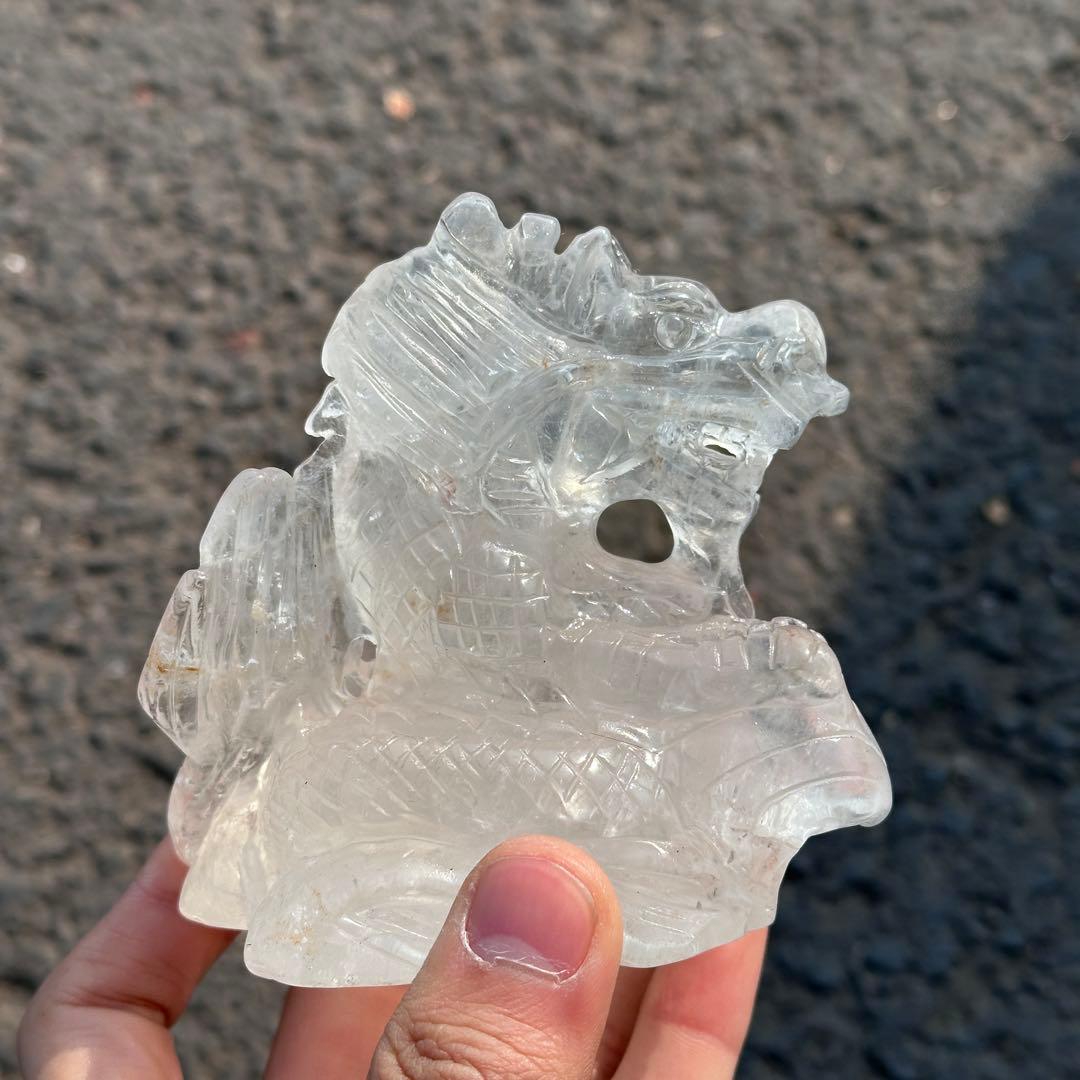 天然石水晶の龍　置物　ご購入前に在庫確認必要　G.219